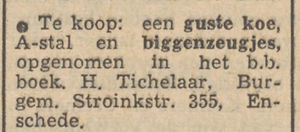 Burgemeester Stroinkstraat 355 H. Tichelaar advertentie Tubantia 18-10-1952.jpg