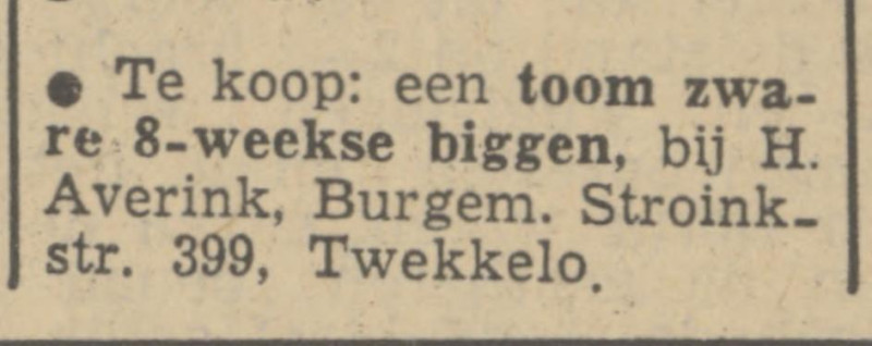 Burgemeester Stroinkstraat 399 Twekkelo H. Averink advertetie Tubantia 13-11-1950.jpg