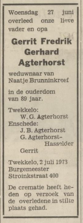Burgemeester Stroinkstraat 400 G.F.G. Agterhorst overlijdensadvertentie Tubantia 2-7-1973.jpg