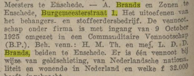 Burgemeesterstraat 1 Mej. L.D.D. Brands krantenbericht 24-10-1925.jpg