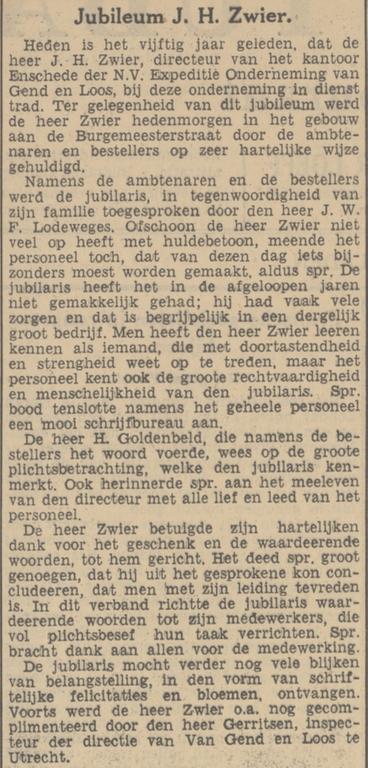 Burgemeesterstraat 5 J.H. Zwier directeur van Gend en Loos krantenbericht Tubantia 7-6-1938.jpg