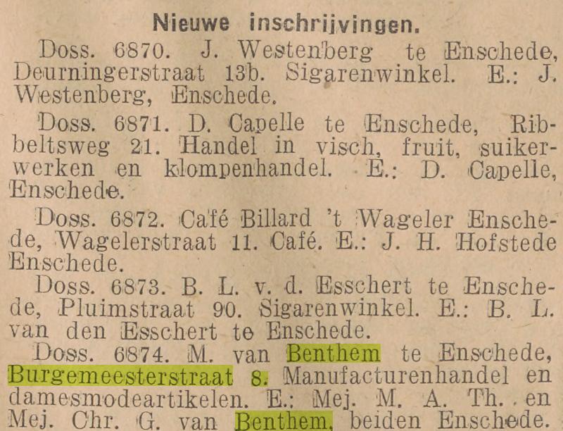 Burgemeesterstraat 8 Mej. C.G. van Benthem krantenbericht 27-9-1928.jpg