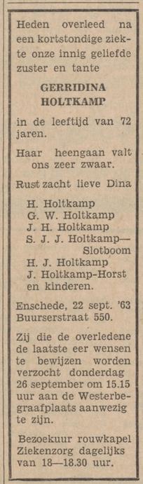 Buurserstraat 550 Gerridina Holtkamp overlijdensadvertentie Tubantia 23-9-1963.jpg