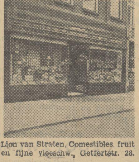 Getfertstraat 28 later C.F. Klaarstraat 28 Lion van Straten Comestibles fruit en fijne vleeswaren 19-6-1934.jpg
