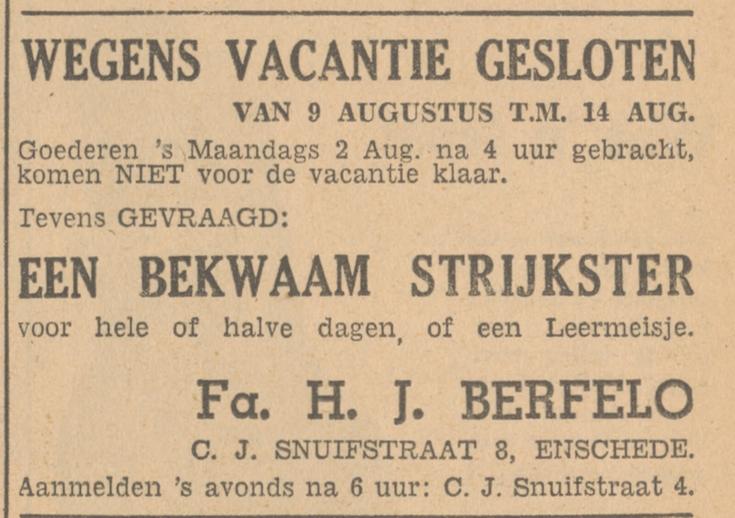 C.J. Snuifstraat 4-6 Fa. H.J. Berfelo advertentie Tubantia 31-7-1948.jpg