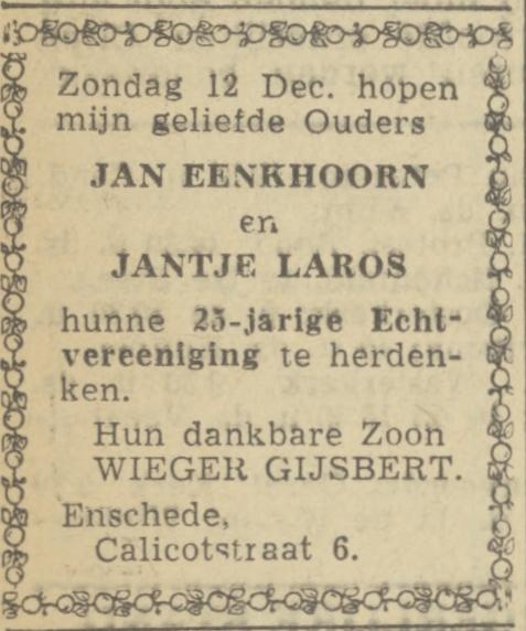Calicotstraat 6 Jan Eenkhoorn advertentie Twentsch nieuwsblad 10-12-1943.jpg