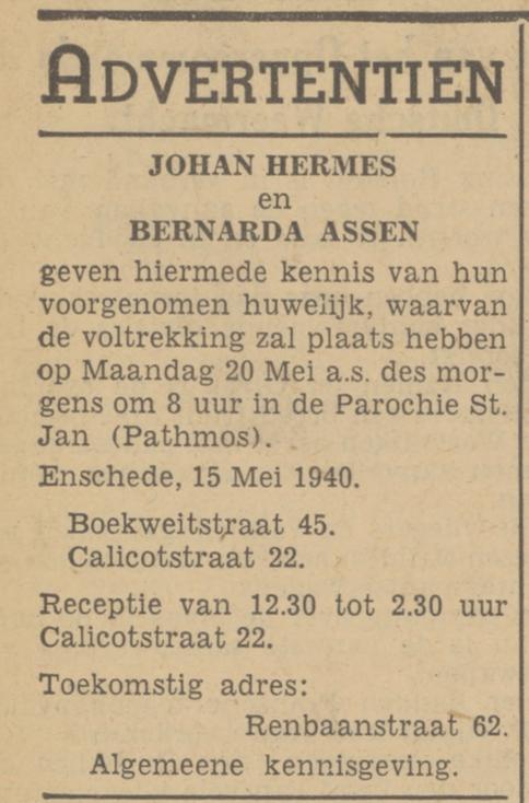 Calicotstraat 22 Bernarda Assen advertentie 15-5-1940.jpg