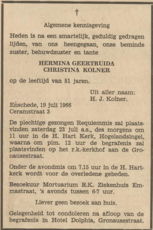 Ceramstraat 3 H.G.C. Kolner overlijdensadvertentie Tubantia21-7-1966.jpg