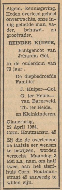 Cornelis Houtmanstraat 45 Reinder Kuiper overlijdensadvertentie Tubantia 30-4-1954.jpg