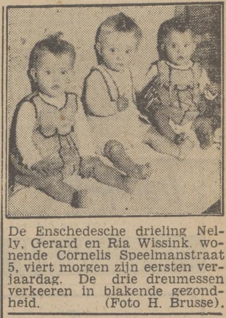 Cornelis Speelmanstraat 5 Drieling Wissink krabtenbericht Twentsch nieuwsblad 13-3-1943.jpg