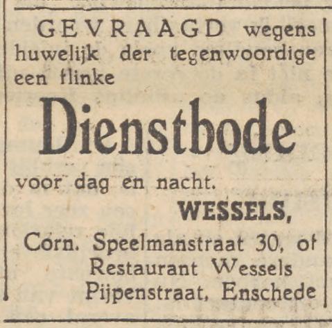 Cornelis Speelmanstraat 30 Wessels advertentie Tubantia 27-7-1950.jpg