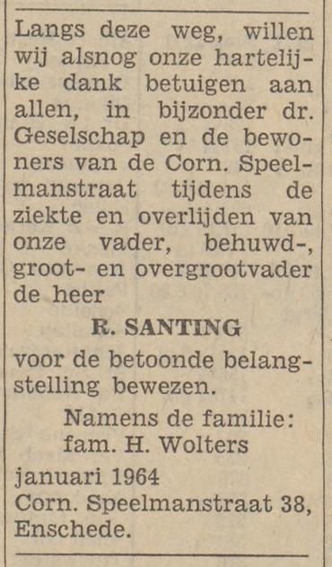 Cornelis Speelmanstraat 36 R. Santing advertentie Tubantia 23-1-1964.jpg