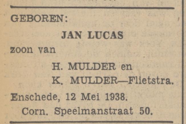 Cornelis Speelmanstraat 50 H. Mulder advertentie Tubantia 13-5-1938.jpg