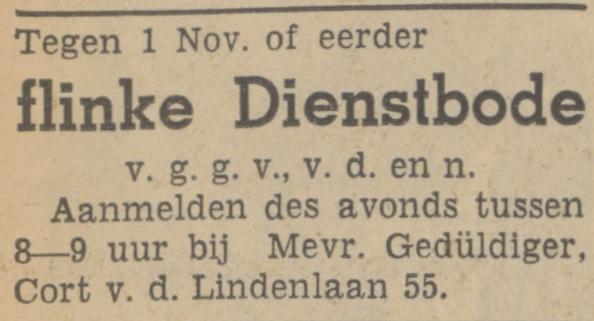 Cort van der Lindenlaan 55 Mevr. Geduldiger advertentie Tubantia 14-11-1939.jpg