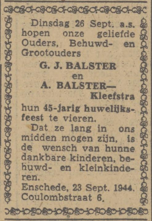 Coulombstraat 6 G.J. Balster advertentie Twentsch nieuwsblad 23-9-1944.jpg