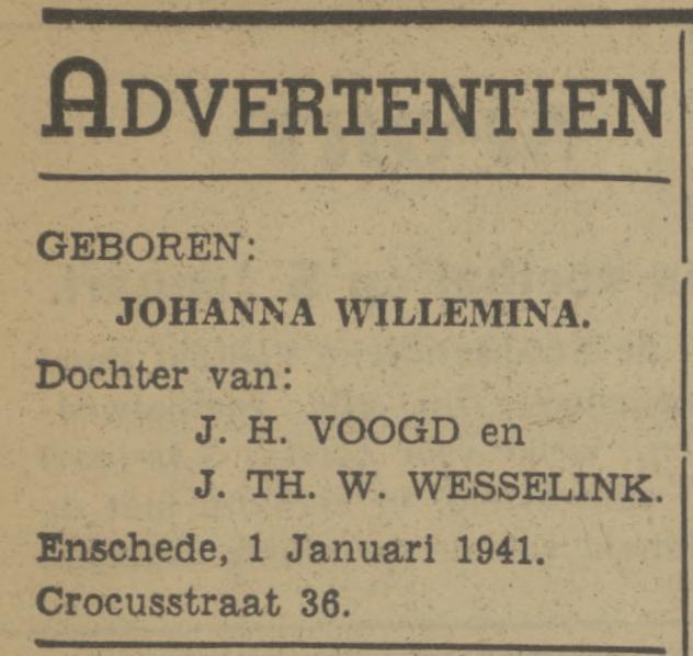 Crocusstraat 36 J.H. Voogd advertentie Tubantia 2-1-1941.jpg
