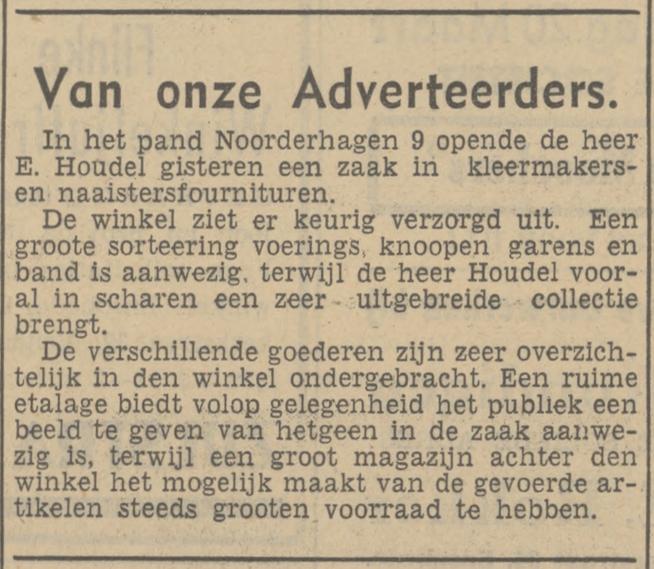 Noorderhagen 9 kleermakers en naaisterfournituren E. Houdel krantenbericht Tubantia 10-3-1938.jpg