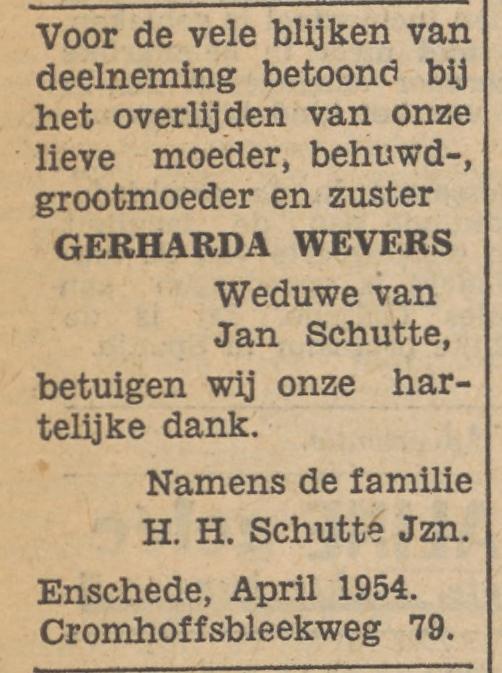 Cromhoffsbleekweg 79 Wed. G. Schutte-Wevers advertentie 21-4-1954.jpg