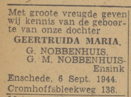 Cromhoffsbleekweg 138 G. Nobbenhuis advertentie Twentsch nieuwsblad 3-9-1944.jpg