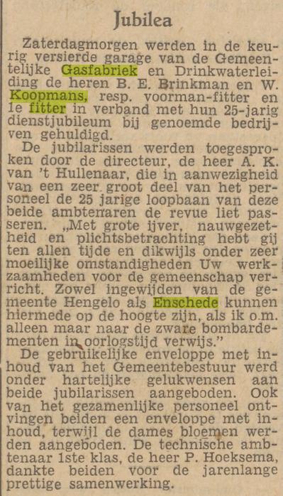 Cronjestraat 28  W. Koopmans gasvitter krantenbericht Tubantia 6-10-1952.jpg