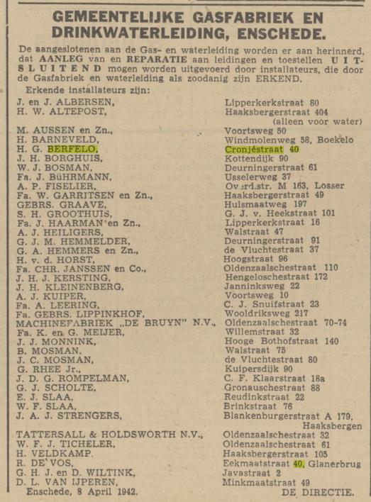 Cronjestraat 42 H.G. Berfelo advertentie Tubantia 40-4-1942.jpg