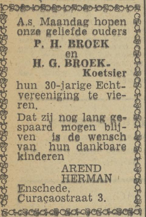 Curacaostraat 3 P.H. Broek advertentie Twentsch nieuwsblad 6-8-1943.jpg