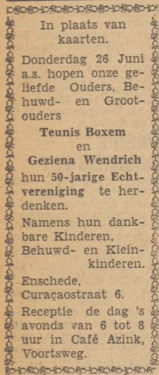 Curacaostraat 6 Teunis Boxem advertentie Tubantia 23-6-1952.jpg