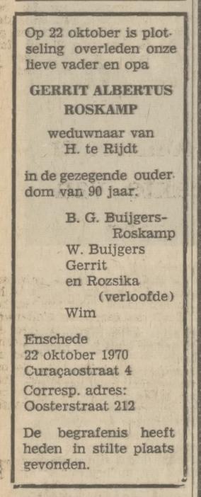 Curacaostraat 4 G.A. Roskamp overlijdensadvertentie Tubantia 26-10-1970.jpg