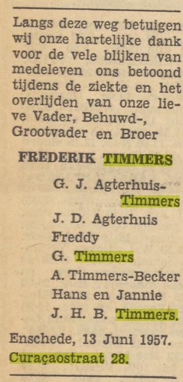 Curacaostraat 28 Frederik Timmers advertentie Tubantia 13-6-1957.jpg
