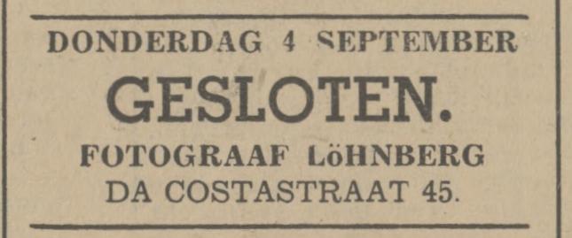 Da Costastraat 45 Fotograaf Lòhnberg advertentie Tubantia 30-9-1941.jpg