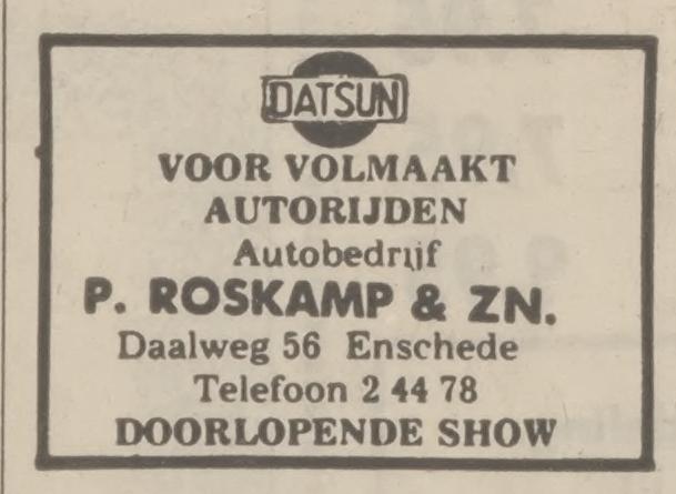 Daalweg 56 Autobedrijf P. Roskamp & Zn advertentie Tubantia 30-11-1973.jpg
