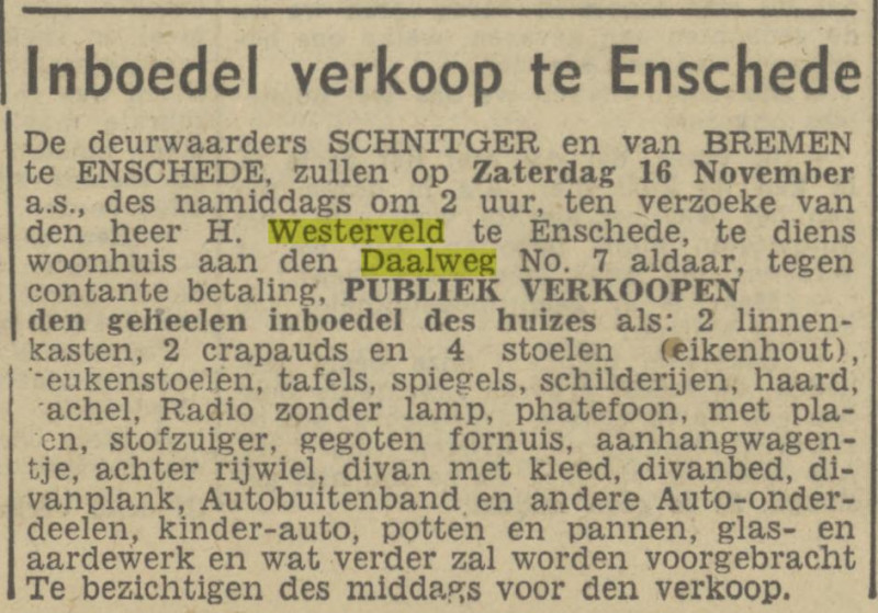 Daalweg 7 H. Westerveld advertentie Tubantia 12-11-1946.jpg