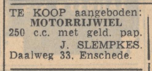 Daalweg 33 J. Slempkes advertentie Tubantia 22-5-1947.jpg