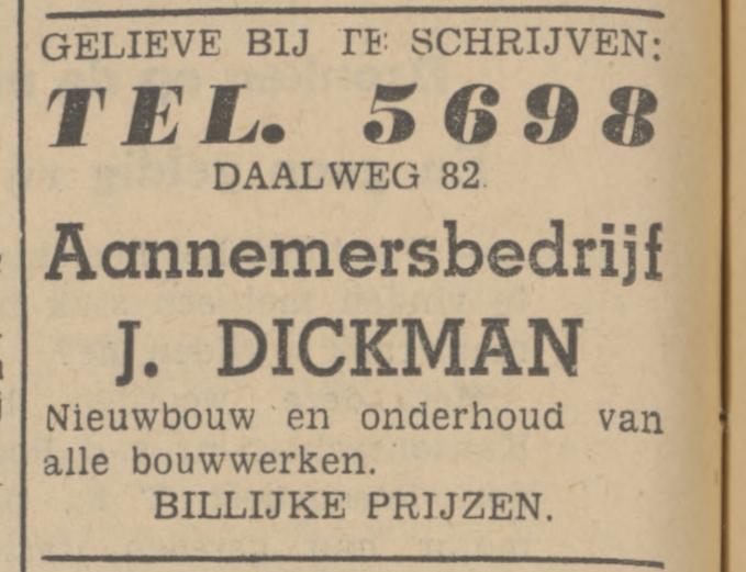 Daalweg 82 Aannemersbedrijf J. Dickman advertentie Tubantia 26-7-1939.jpg