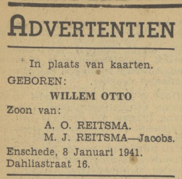 Dahliastraat 16 A.O. Reitsma advertentie Tubantia 9-1-1941.jpg