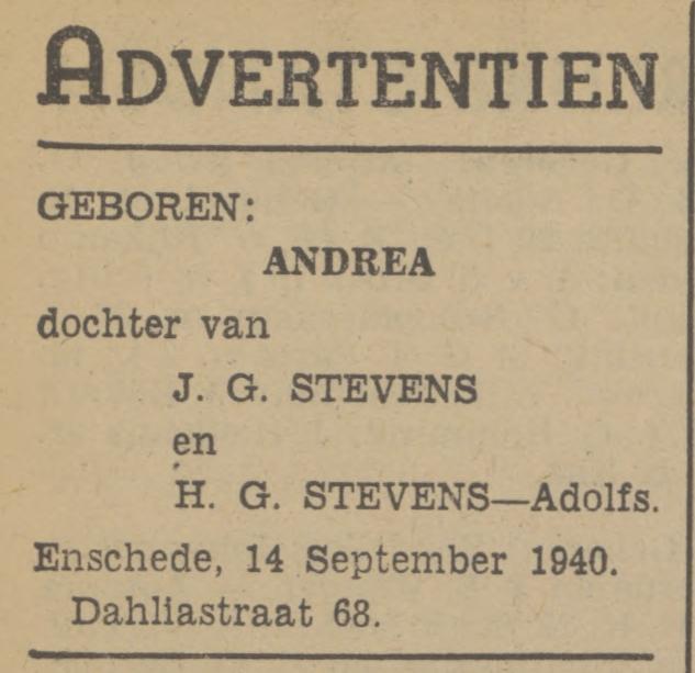 Dahliastraat 68 J.G. Stevens advertentie Tubantia 16-9-1940.jpg