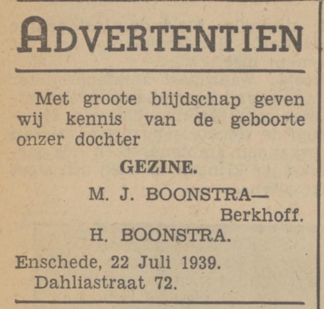 Dahliastraat 72 H. Boonstra overlijdensadvertentie 24-7-1939.jpg