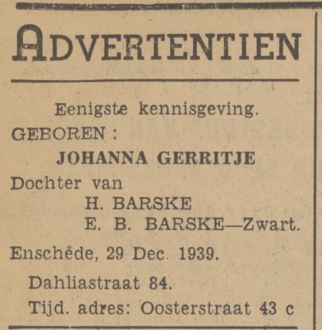 Dahliastraat 84 H. Barske advertentie Tubantia 30-12-1939.jpg