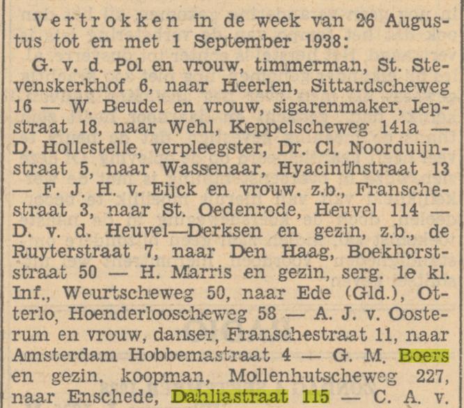 Dahliastraat 115 G.M. Boers koopman krantenbericht 3-9-1938.jpg