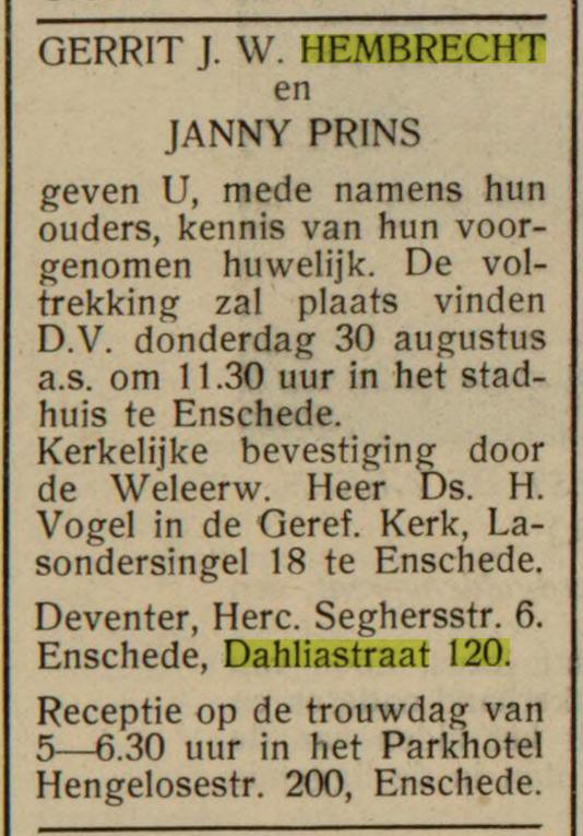 Dahliastraat 120 Gerrit J.W. Hembrecht advertentie Gereformeerd gezinsblad 22-8-1956.jpg