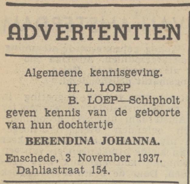 Dahliastraat 154 H.L. Loep advertentie Tubantia 3-11-1937.jpg
