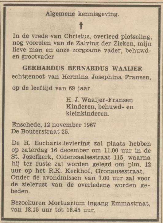De Bouterstraat 25 G.B. Waaijer overlijdensadvertentie Tubantia 14-12-1967.jpg