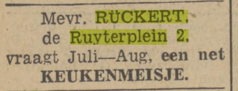 De Ruyterplein 2 Mevr. Rùckert advertentie Twentsch nieuwsblad 8-6-1943.jpg