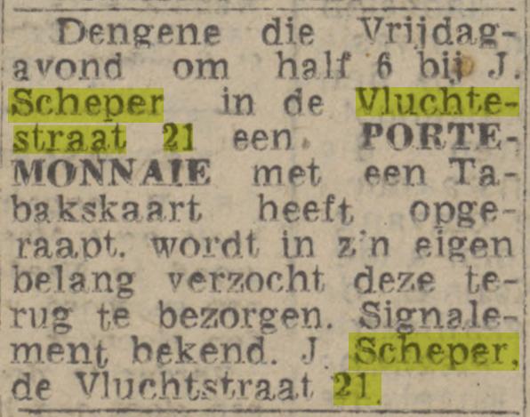 De Vluchtestraat 21 J. Scheper advertentie Twentsch nieuwsblad 21-5-1944.jpg