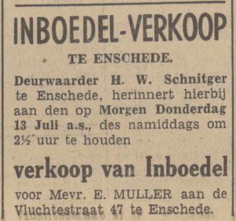 De Vluchtestraat 47 Mevr. E. Muller advertentie Tubantia 12-7-1939.jpg