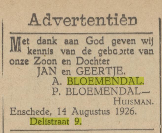Delistraat 9 A. Bloemendal advertentie Tubantia 16-8-1926.jpg