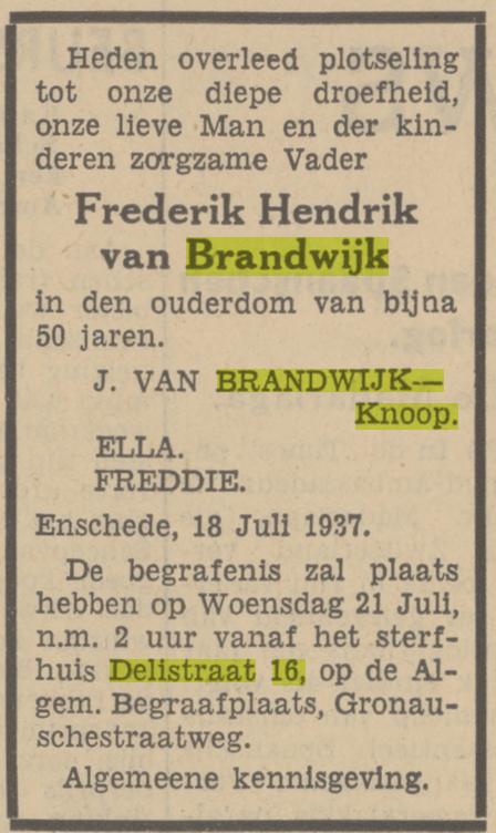 Delistraat 16 F.H. van Brandwijk overlijdensadvertentie 19-3-1937.jpg