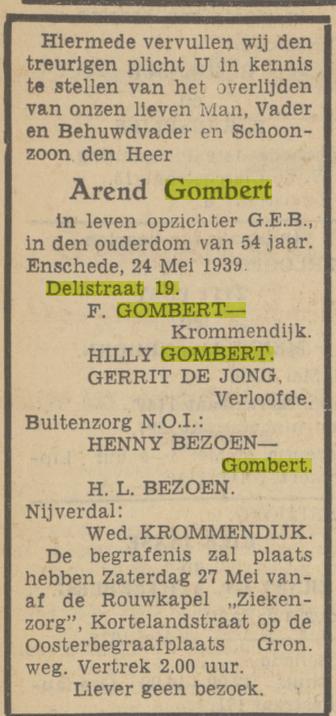 Delistraat 19 Arend Gombert overlijdensadvertentie Tubantia 25-5-1939.jpg