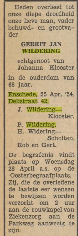 Delistraat 42 G.J. Wildering overlijdensadvertentie Tubantia 26-4-1954.jpg