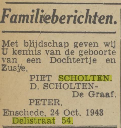 Delistraat 54 Piet Scholten advertentie Twentsch nieuwsblad 25-10-1943.jpg